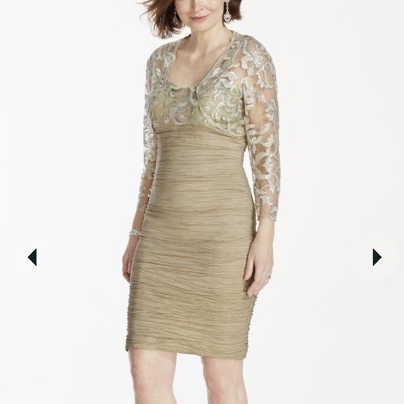 CACHET short taffeta dress with 3/4 sleeve sequin bolero size 14 NWT! - Picture 3 of 17